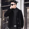 Leather and Fur Integrated Mens in Winter Middle Designer Aged Young People with a Flip Collar Wearing Jacket on Both Sides Wool Coat Sheep Cut Velvet TGGU