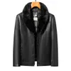 Haining jaqueta de couro genuíno masculino designer para baixo curto gola de pele de vison inverno uq2z