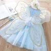 Girl Dresses Teen Summer Dress Butterfly Costume Princess Children Girls Sleeveless Cotton Mesh Clothing