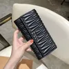 Brand Sheepskin Pleated Wallets Women's Long Purse Fashion Versatile Simple Pink Wallet Wholesale