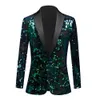 Mens Shiny Green Sequin Tuxedo Suit Blazers Man Shawl Collar Dress Jacket Party Dinner Wedding Prom Singer Costume 240124