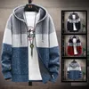 Męski dzianinowy sweter płaszcz polarny kurtki w paski kurtki mody bluzy zima jesień gęste ciepłe wiatrówki pulloczy męskie ubranie 240124