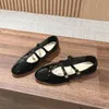 Luxury Mary Jane Shoes Paris Women Ballet Flat Sandals Patent Leather Shoe Tidig vår Miss Jane Double Strap Block Heel Dress Shoes 35-39