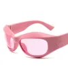 Sunglasses Unique Irregular Hip Hop For Women Brand Stripe Leg Arc Cool Sun Glasses Men Vintage Gothic Shades Goggles