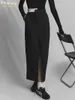 スカートclaciveファッションスリムな黒人女性のスカート2024カジュアルハイウエストスリット長いエレガントなクラシックオフィスファルダ服
