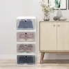 20Pcs Transparent Shoe Box Shoes Organizers Plastic Thickened Foldable Dustproof Storage Box Stackable Combined Shoe Cabinet 240125