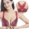 Reggiseni Reggiseno con fibbia anteriore senza acciaio e intimo grande Donna Taglia grande Farfalla lucida Bellezza Indietro Push Up 120D 120E