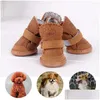 Odzież dla psa odzież 4PCS Pet Buty Wodoodporne zimowe buty skarpetki przeciwpośpieniste szczeniaki kota deszczowy botki śnieżne obuwie dla małych psów chi dhov4