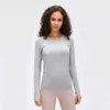 Elastische Gym Yoga Shirts Lu-97 Lange Mouw Dames Slanke Mesh Running Sportjas Sneldrogende Zwarte Fitness Sweatshirts T Hoog