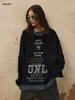 American vintage style printed sweater hand-jet art advanced sense oversize wind top