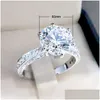 Cluster Ringe 2022 Luxus 925 Sterling Silber Verlobungsring für Frauen Jahrestag Geschenk Schmuck Großhandel Drop Lieferung Dh5H0