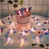 Décoration de fête Décoration de fête 1,5 m 10 LED Butterfly Lights String Batterie Fée extérieure Lampe de nuit Chambre Guirlande Rideau Gitls Brit Dhjph