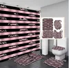 Trendy Home Decor Shower Curtains Soft Anti Slip Carpet Bath Curtain Full Letter Printed Toilet Seat Covers