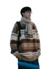 Pulls pour hommes pull pull motif de broderie géométrique automne hiver style japonais rétro épais chaud lâche mode décontractée de haute qualité