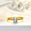 Cluster Rings Trumium 1CT 925 Sterling Silver 18K Gold Plated Ring Oval Cut 5a Cubic Zirconia Wedding Band Engagement Promise for Women