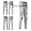 Calças masculinas designer moda nova jeans mulheres high street buraco estrela remendo ami bordado ri painéis rasgados estiramento slim fit pi4m