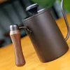 Bouilloire goutte à goutte 600ml, théière à café en acier inoxydable, antiadhésive, col de cygne, poignée en bois, cafetière 240130