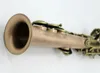 Saxofón soprano recto de una pieza de latón rosa vintage de música oriental con estuche