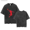 Erkek Tişörtler Basketbol Elemanı Ağır Ağırlık% 100 Pamuklu Yıkanmış Sıkıntılı Erkek Tişörtlü Unisex High Street Tops Tees T240202