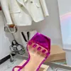 Décolleté da donna Sandali con fiori firmati estivi da donna Tacchi alti vintage Scarpe con cristalli di diamanti fatti a mano Festa sexy