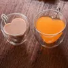 Mugs Heart Love Shape Glass Coffee Mug Cup Double Wall Drinking Tea Milk Juice Water Glasses Heat Resistant Drinkware Gift