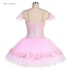 Scenkläder mousserande rosa paljett spetsar klocka form balett tutu kjol för flickor kvinnor romantisk tutus ballerina dans kostym 2 färger