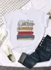 Dames T-shirts Dames T-shirt Kat slaapt op het boek Cartoon print Tops Famales Kawaii Oversized O-hals Tees Vrouwelijke zachte Harajukua