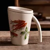 Tassen Chinesischen Stil Keramik Becher Lotus Trinken Tee Tasse Mit Deckel Haushalt Männliche Und Weibliche Kreative Retro Minimalistischen Kunst LB40318