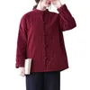 Kadın Ceketleri Etnik Tarz Pamuk Ceket Çin Kısa Retro Düğmesi 2024 Sonbahar Kış Standı Yakası Uzun Kollu Kapitone Z3788