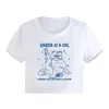 レディースTシャツカルマは猫のシャツハラジュクレトロファッションプリントクロップトップサマーストリートウェアOネックY2KラグランスリーブショートTシャツ