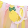 Party Decoration 1set Yellow White Pink Lemon Banner 1st Birthday ONE High Chair Po Background Props Piece Skirt Baby Shower