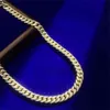 Kubańskie męskie naszyjniki srebrne 14 -karatowe białe złoto Moissanite Stone Ustawienie biżuterii Vermeil lodowany 9 mm kubański łańcuch linków