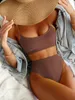 Women's Swimwear Mirabelle High Waist Bikinis Swimsuit 2024 Push Up Solid Biquini Ribbed Bathing Suits Summer Beachwear