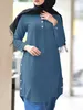 Этническая одежда ZANZEA, винтажная мусульманская блузка, однотонные топы с длинными рукавами, исламская элегантная праздничная сорочка, Дубай, Турция, рубашка Абая, Blusas