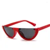 Sunglasses 2024 Half Moon Slim Sunnies Women Brand Designer Retro Vintage Pink Lens Cat Eye Frame Sun Glasses Girls Shades