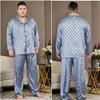 5XL Big Size Pyjama Voor Mannen 165KG Lente Zomer Ijs Zijde Satijn Cool Pyjama Man Set Casual Losse Luxe print Nachtkleding Pijama 240131