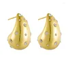 Pendientes de aro DIEYURO 316L de acero inoxidable, lágrima de Color dorado y plateado para mujer, joyería impermeable a la moda, regalo de vacaciones