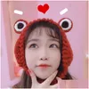 Beanie/Skull Caps Beanies Beanie/Skl Caps Autumn Winter Kawaii Cartoon Grod Warm Ear Sticked Pannband för Girl Women Wide Hairband Hea Dh2vf