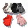 Gants chauds d'hiver en peluche épais, plus mitaines en velours sans doigts pour femmes et hommes, gants en polaire demi-doigt pour filles