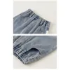 Patchwork Cartoon 2024 Spring Autumn Kids Jeans Casual Boys Girls Denim Pants Korean Toddler bär barnkläder för 110y 240124