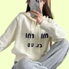 Pullaire en laine d'hiver Femmes à glissière Veste à soupe de créateur Miu Hoodie Femmes Pluks Honed LETTERE BRODEMERIE CARCHEMER