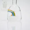 6 tum Rainbow Oil Rig Hookah Mini White Dab Glass Bong duschhuvud perc Small Glass Water Pipe med 14 mm skål LL