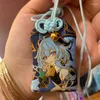 Schlüsselanhänger Anime Genshin Impact Zhongli Venti Xiao Scaramouche Stickerei Pray Fortune Omamori Anhänger Glück Amulett Kimono Geschenk