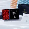 Anhänger Halsketten Schmuck Geschenk Rose Box Set Luxus Vierblättriges Kleeblatt Halskette Für Frauen Kristall Herz Magnetische Ring Geschenke Mädchen Mutter Frau