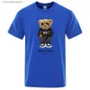 Męskie koszulki Teddy Bear in Black, czyli moje szczęśliwe odzież Mężczyźni Wysokiej jakości T-shirt Summer Cotton T-shirts Hip Hop Street Lose Tops T240202