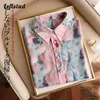 Women's Blouses Color Chiffon Print Vintage Loose Casual Long Sleeve Blouse Shirt Korean Fashion Female Top 2024 Summer Spring