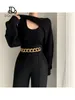 Women's Sweaters Short Sweater Blouse Two-piece Set Woman Korean 2024 Early Autumn Temperament O-Neck Slim Knit Vest Casual Wearing