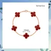 Van Bracelet Clef Cleef Four Leaf Clover Bracelets Jewelrys bangle High Edition 18K Rose Gold Red Agate Grass Plated Womens Five Flower White Fritillaria Fadi