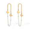 Boucles d'oreilles pendantes Mafisar 316L en acier inoxydable perle fleur papillon gland pour femmes fille mode petit fermoir d'oreille bijoux cadeaux de vacances