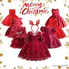Vestidos da menina bebê meninas vestido de natal vermelho para renda bordado aniversário vestidos de princesa crianças sem costas vestido de cerimônia de luxo traje de ano novo